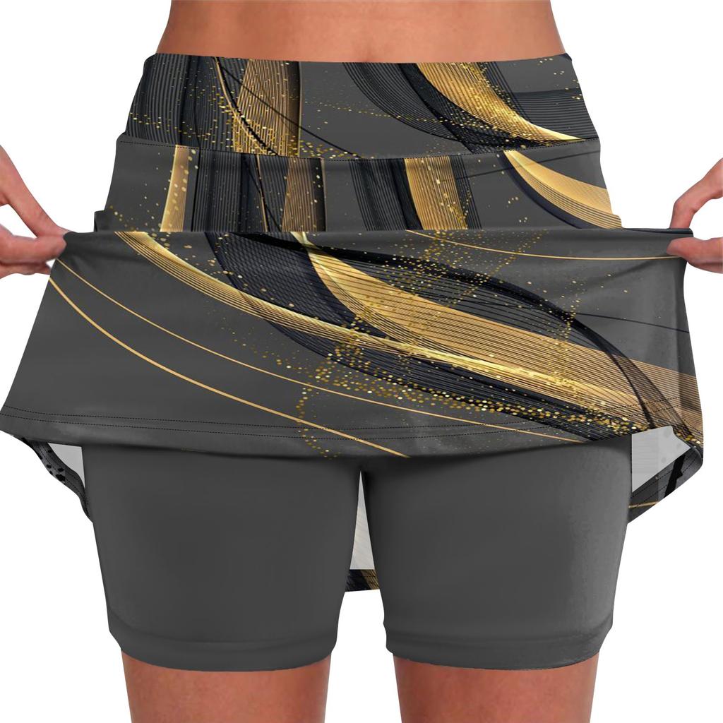 Женские эластичные брюки для йоги, спортивные шорты с принтом, легкая юбка с высокой талией