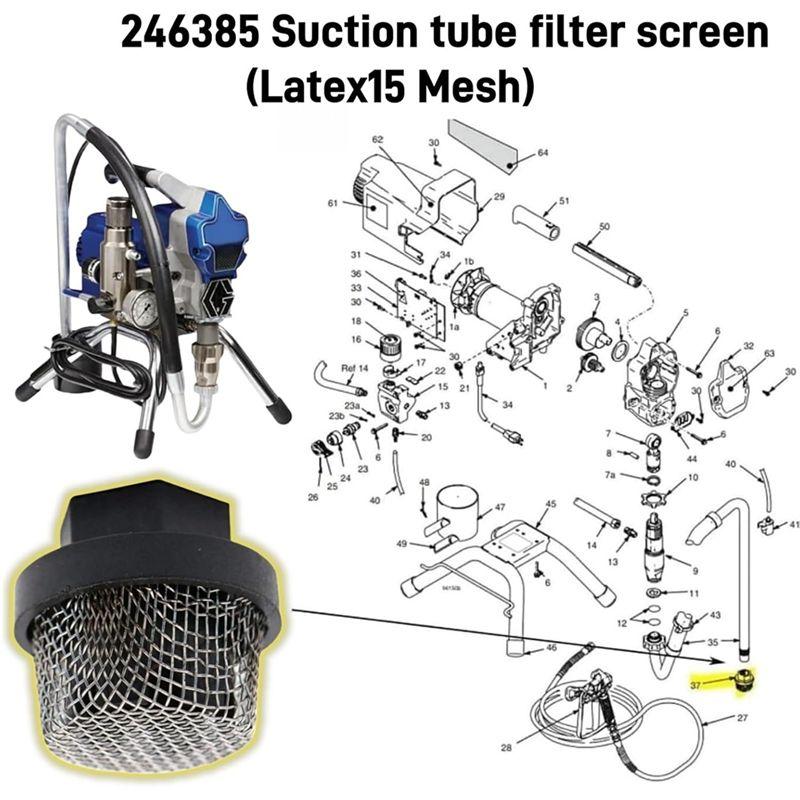 A84E-(1+4Pk)244194 Pump Repair Packing Kit&246385 7/8 Inch UNF Inlet Strainer Screen Replacement Kit For 390 395 490 495 595