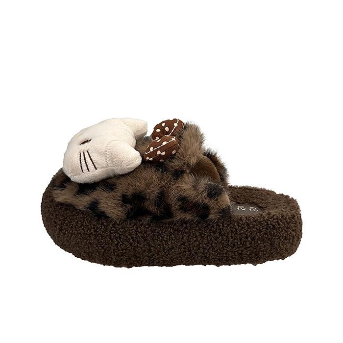 Модные милые пушистые тапочки для девочек, женская обувь 2025, осень и зима, новинка, повседневные хлопковые тапочки для улицы