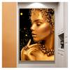 Африканская художественная картина маслом на холсте, плакаты и принты Cuadros, настенная художественная картина для гостиной, черно-золотая женская сексуальная телесная...