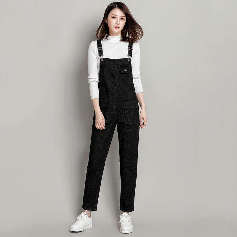 Women Casual Denim Jumpsuit Overalls Fashion Streetwear Casual High Waist Pockets Front Full Length Romper Playsuit Plus Size