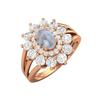 6X4MM Oval Moonstone Gemstone 925 Sterling Silver Rose Plated Halo Split Shank Ring