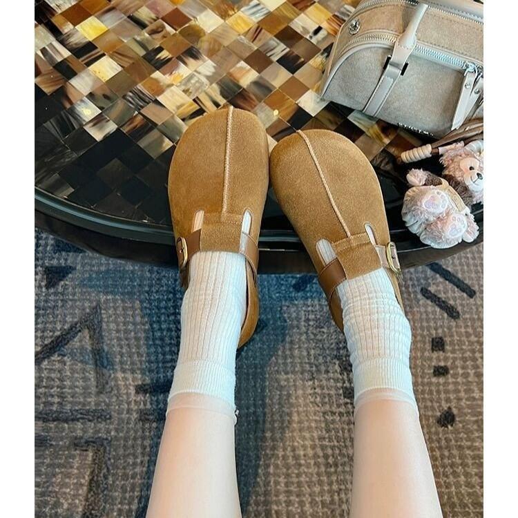 Inner heightening retro belt buckle Birkenstocks women's new autumn single shoes platform loafers