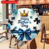 2d Flat 20*20cm Happy Father's Day Acrylic Wall Sign Round Blue Balloon, Crown Design with Black Bows, Wall Mounted Home Decor, Party Scene Decoration
