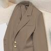 Женский костюмный пиджак с лацканами, длинными рукавами, однобортный, с карманами с клапанами, свободного кроя, базового однотонного цвета, офисная верхняя одежда для поездок на работу