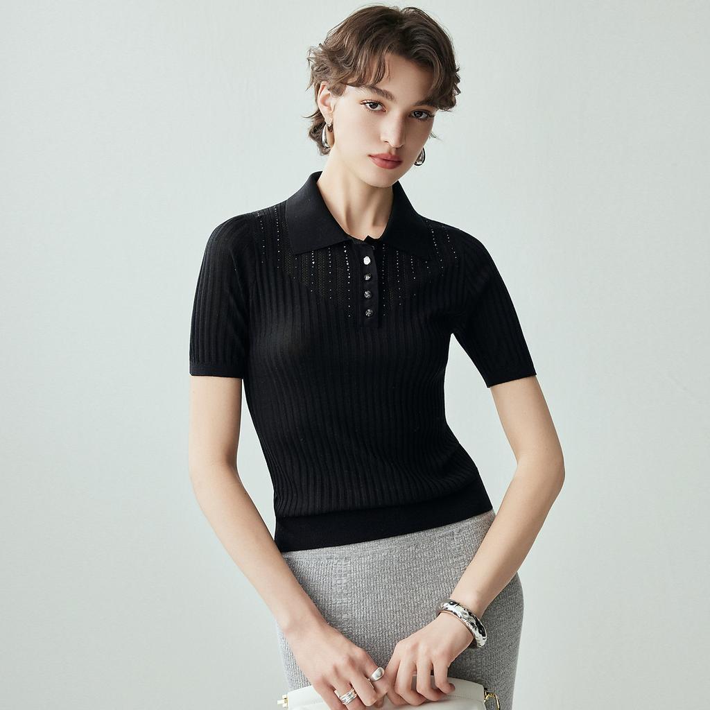 Mulberry Silk & Cashmere Women's Slim Fit Knitted T-shirt