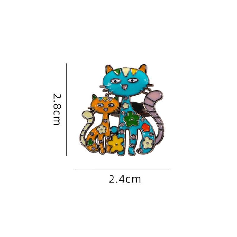 1 Pc Cute Oil Dripping Cat Brooch Cartoon Kitten Brooch Anti Walking Light Diamond Cat Brooch