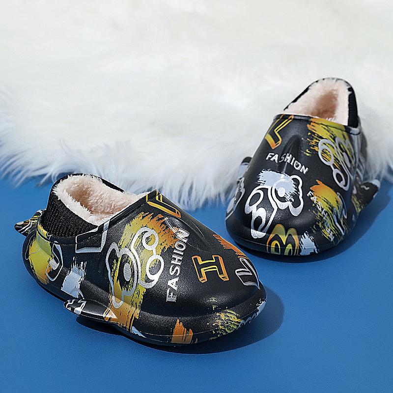 Зимние детские тапочки большого размера на толстой подошве, теплые, хлопковые, для дома, для улицы и дома, хлопковые тапочки 24-35