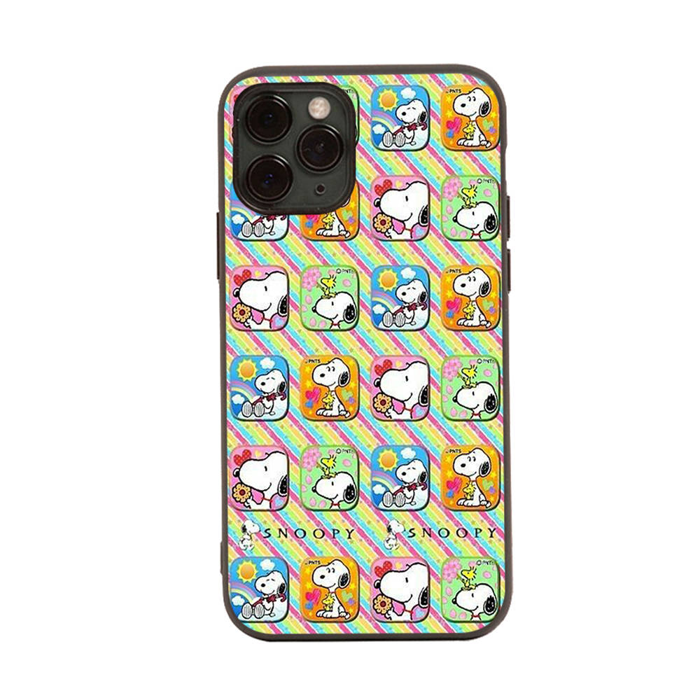 SM15 Snoopy Friend Black Sofe Case for Samsung Note 20 Lite S24 Ultra S23 A03 A05 A06 A11 A71 A15 A16 A13 A24 A25 A33 A52 A53 A50 M55 M35 Plus
