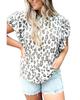 Azura Exchange Белый топ с леопардовым принтом и рукавами-бабочками