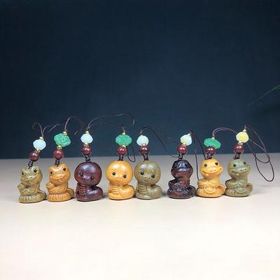 Миниатюрная деревянная фигурка-подвеска Зодиак Змея Прекрасное животное Резьба по сандаловому дереву Змея Украшение Аксессуары для DIY Подарок на день рождения