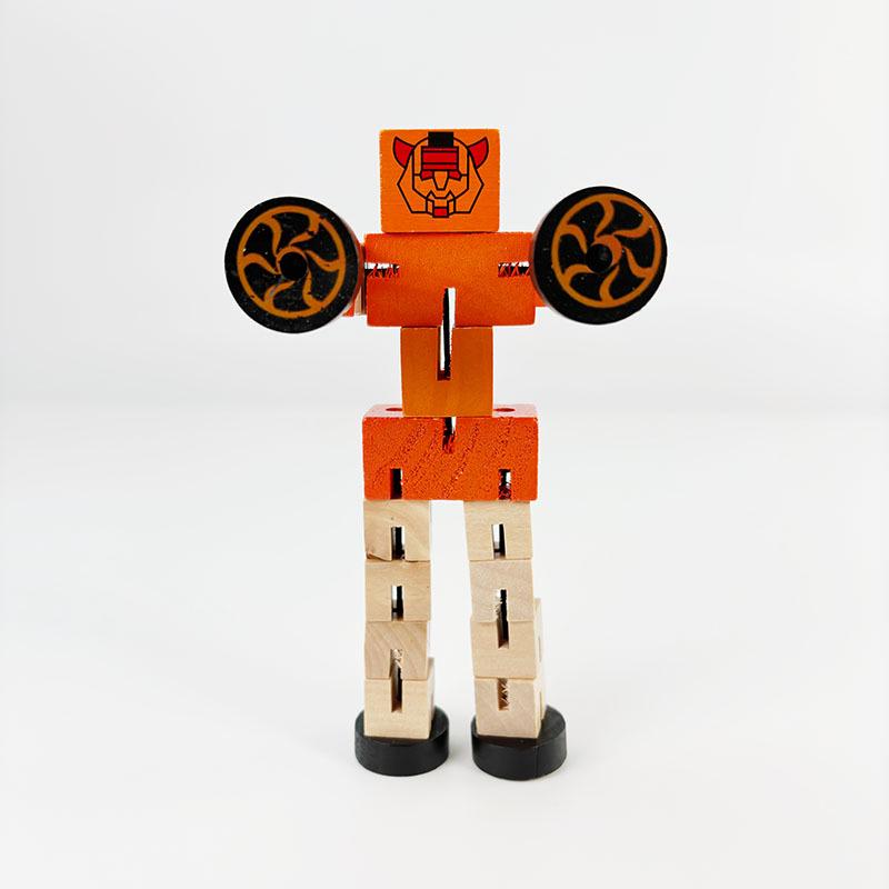 Best-Selling Wooden Transformer Cube Robot: Educational Building Blocks Toy for Kids