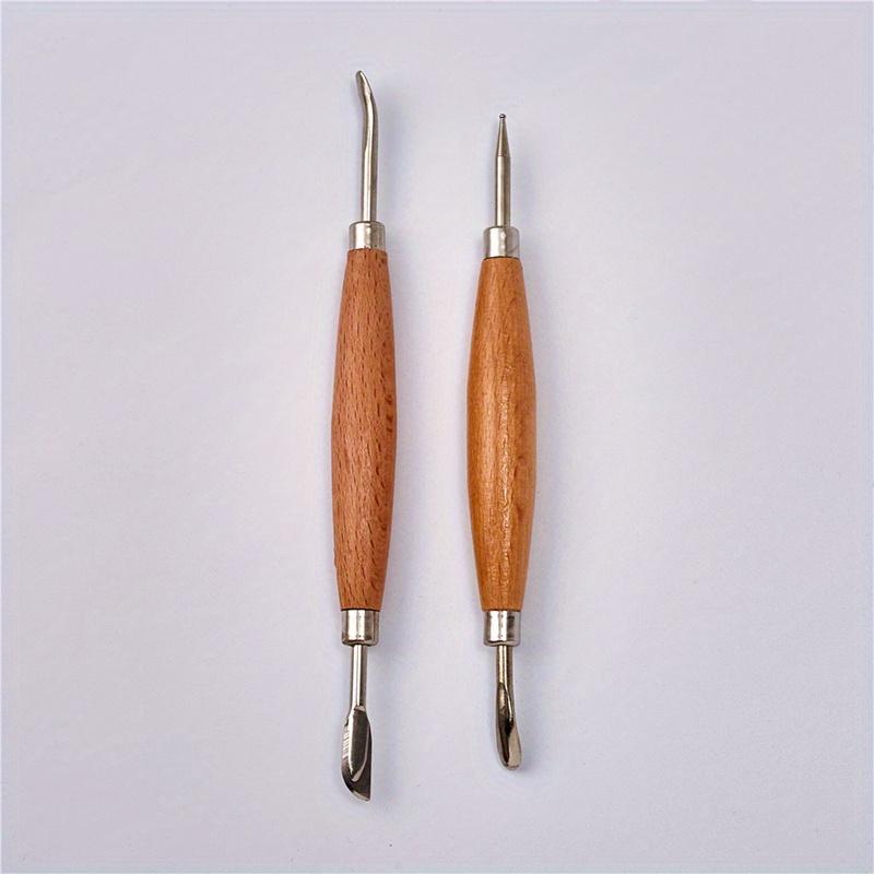 2pcs Leather Craft Tool Set Modeling Stylus Carving Tool Embossing Carving Blade Press Design Tool