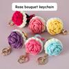 Вязаный крючком брелок в виде розы, креативный ручной дизайн цветка, декоративный подвес для сумки, ручная работа, вязаный цветок, подарочные аксессуары, 6 цветов