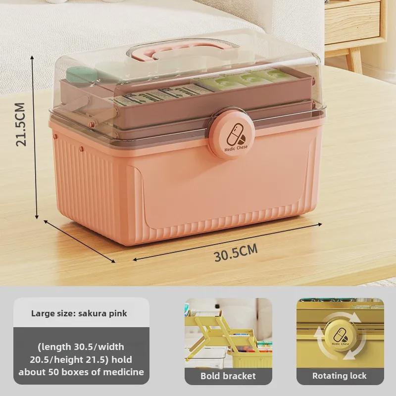 Портативный многослойный ящик для хранения лекарств: Удобный, многофункциональный и классифицированный пластиковый органайзер для домашнего использования