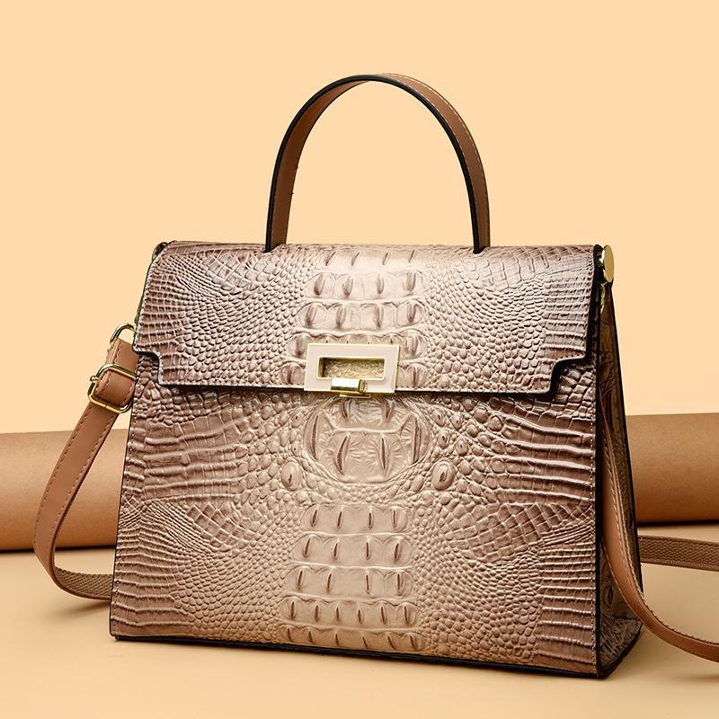 Женская сумка новая с крокодиловым узором портативная ретро на плечо через плечо большой вместимости