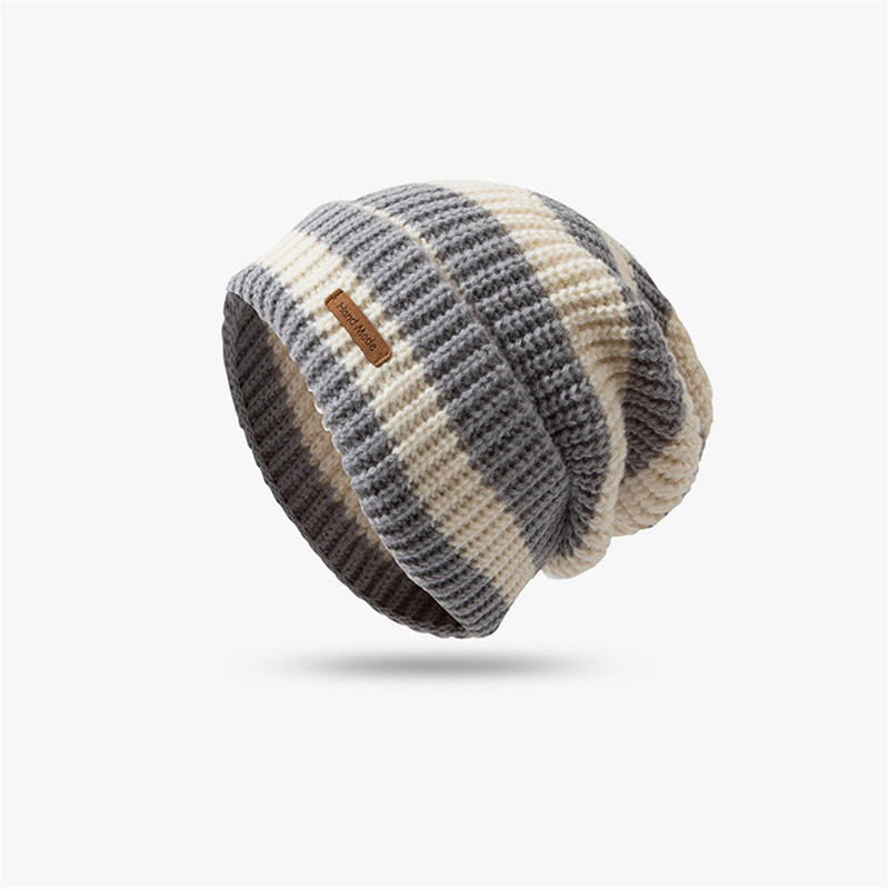 Модная женская и мужская полосатая шапка-бини для улицы, для холодной погоды, зима, теплая шапка-чепец