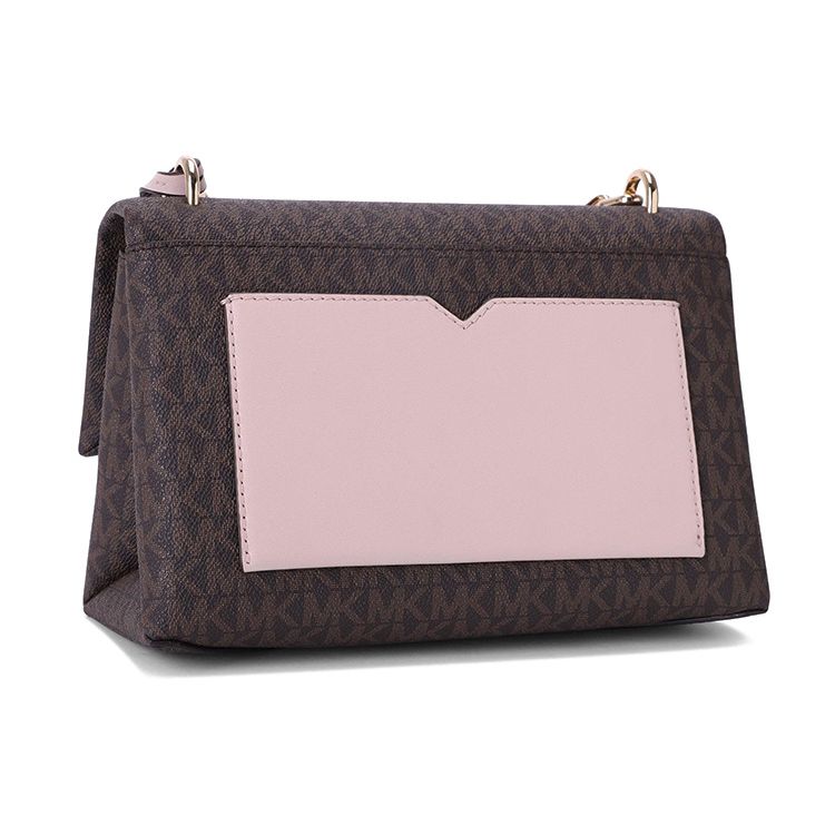 Michael Kors Mk Cece Сумка через плечо с клапаном и цепочкой Color Block Женские сумки Коричневый Мягко-розовый 30T9G0EL2B266