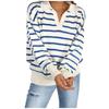 Женский вязаный свитер в полоску с длинными рукавами и лацканами, трикотаж, пуловеры, свитера