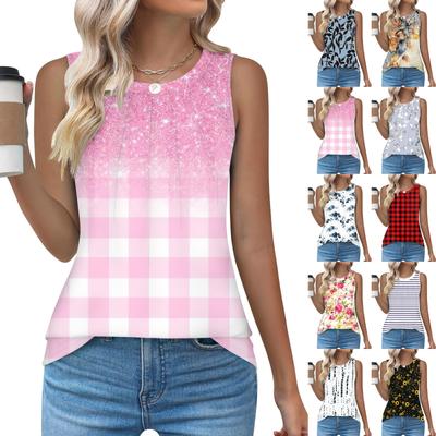 Женский повседневный свободный топ без рукавов с круглым вырезом, футболка, летние майки для женщин, майка-камисоль, базовые топы без рукавов