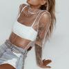 Summer Women Mesh Top Sexy Sheer T Shirt Transparent Tops Turtleneck See Through Clothes