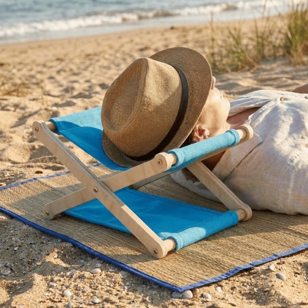 Adjustable Height Folding Wooden Beach Pillow Compact Canvas Lounge Headrest For Sleeping Picnic