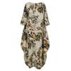 Spring and Autumn Plus Size Women's Dress Cotton Linen Printing Retro Pullover Loose Round Neck Dresses