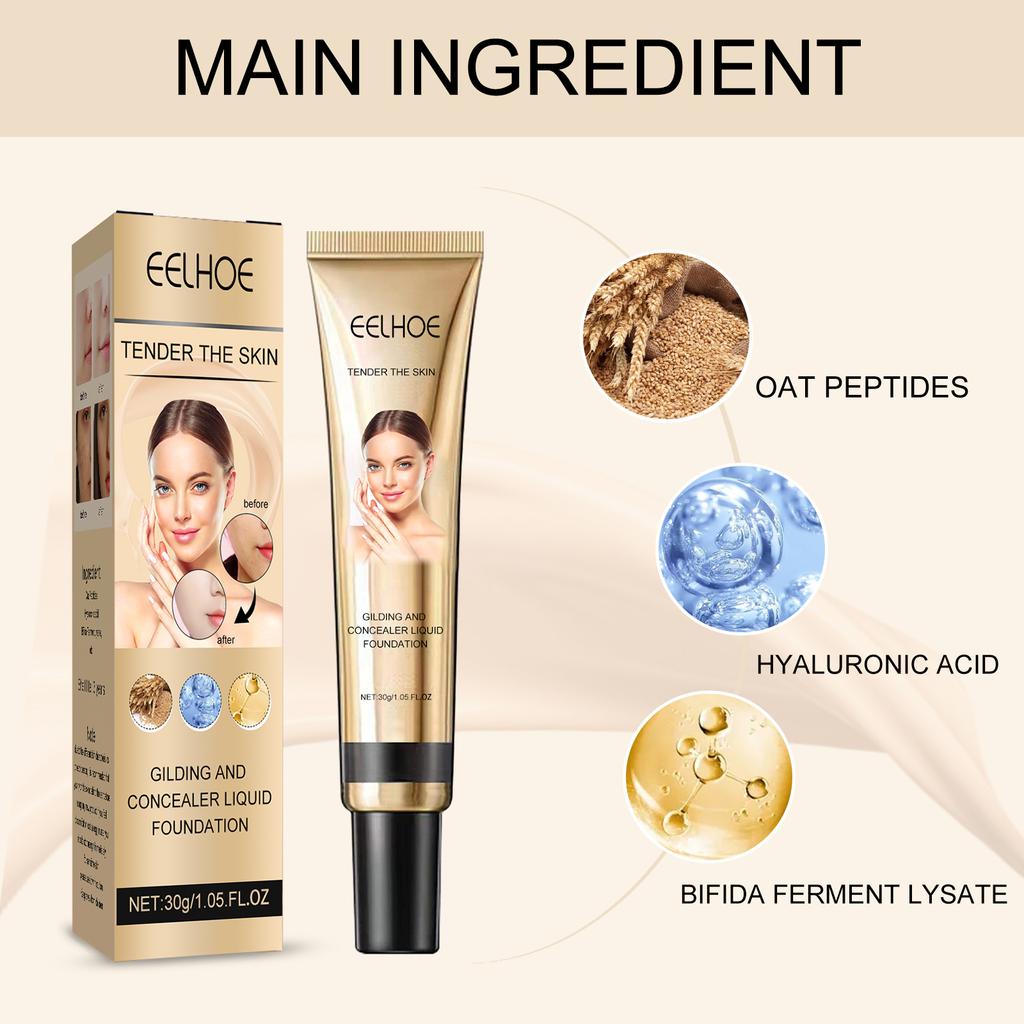 EELHOE Full Skin Concealer Foundation Cream Face Professional Blemish Cover Dark Spot Tattoo Contour Cosmetic Concealer Makeup Liquid 30g