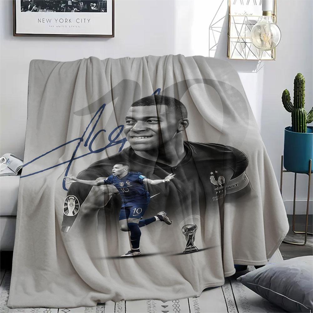 1PC Kylian Mbappe Patterned Flannel Blanket Suitable For All Seasons for Home Decor Warmth and Comfort Gifts Holiday Present