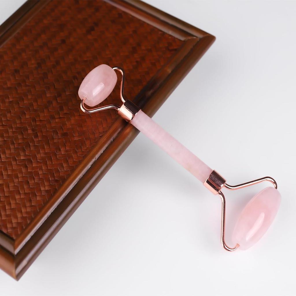 Female Facial Gua Sha Jade Roller Tool Set Rose Quartz Crystal Face Roller Massager Jade White Jade Massage The Face, Eyes