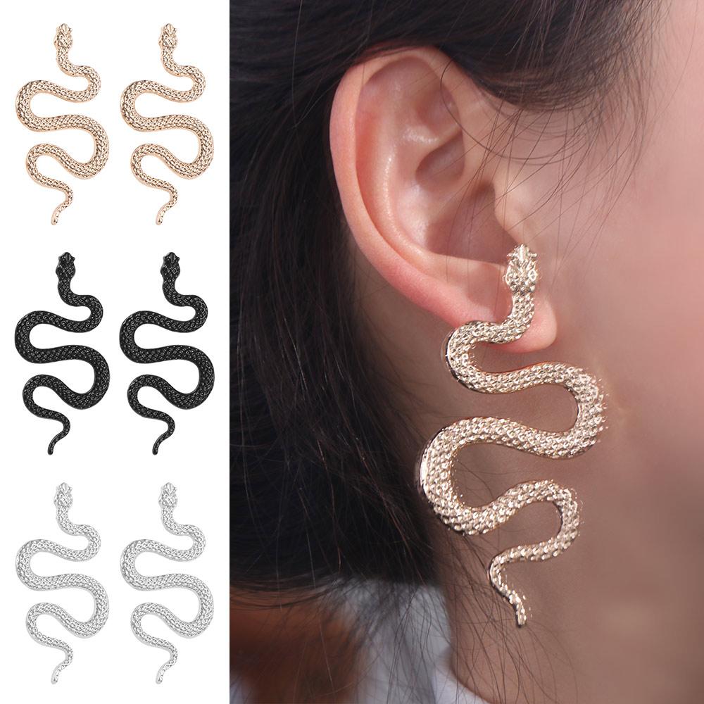 Exaggerated Animal Snake Stud Earrings Sexy Metal Earrings Fashion Snake Shaped Earrings  Women