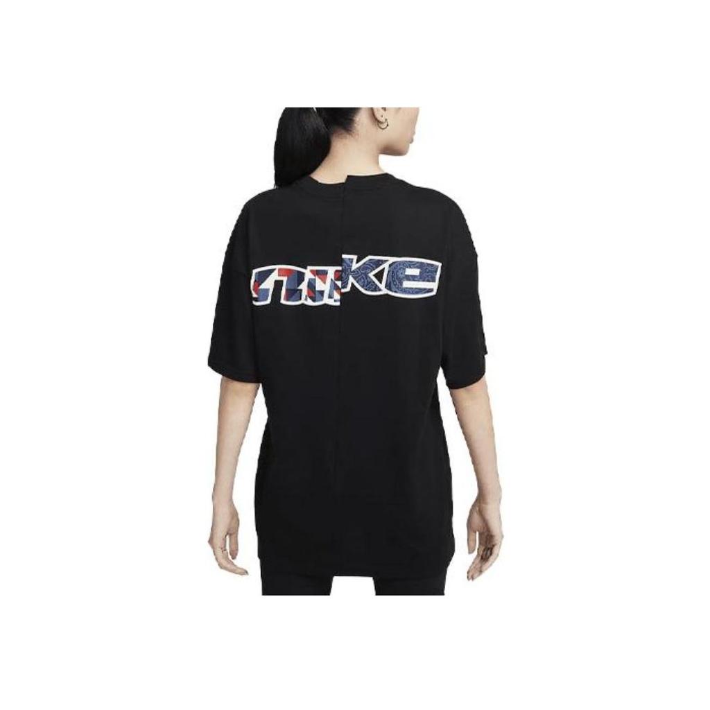 Nike Спортивная тренировочная повседневная футболка с логотипом и круглым вырезом, короткими рукавами и заниженными плечами, женские топы, черные FQ0366-010