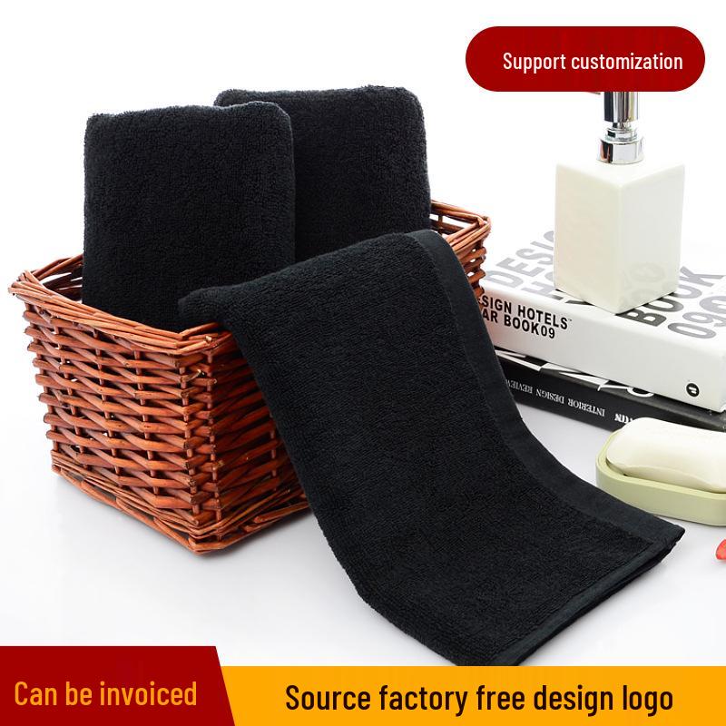 Pure Cotton Black Gym Towel with Custom Logo Design - Ideal for Gifts