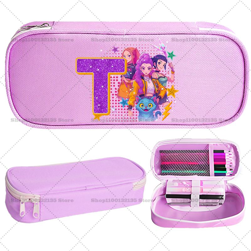 Kpop Demon Hunter Children Pencil Box Cartoon letter Student School Supplies Stationery Kids Penbag Pencilcase Kawaii Boys Gift