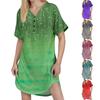 Женское повседневное платье с принтом, застегивающимся на пуговицы, коротким рукавом реглан