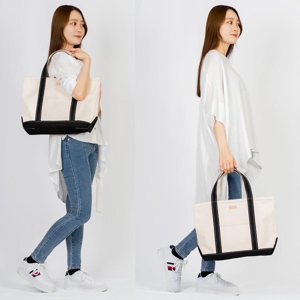 Сумка-тоут из холста Iwafune, сумка-тоут из холста с застежкой-молнией, большая вместимость, большая, отечественная, сделанная в Японии, базовая женская сумка-тоут Ship and Rock (черный)