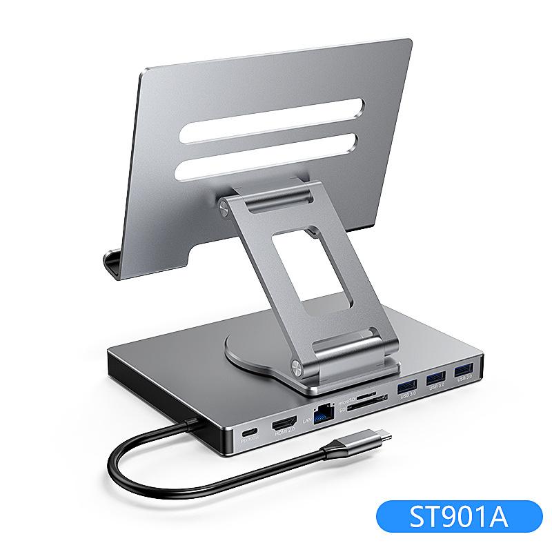 Док-станция 4K 60 Гц USB-C с Gigabit Ethernet, концентратором USB 3.2 и вращающейся подставкой для телефонов и планшетов