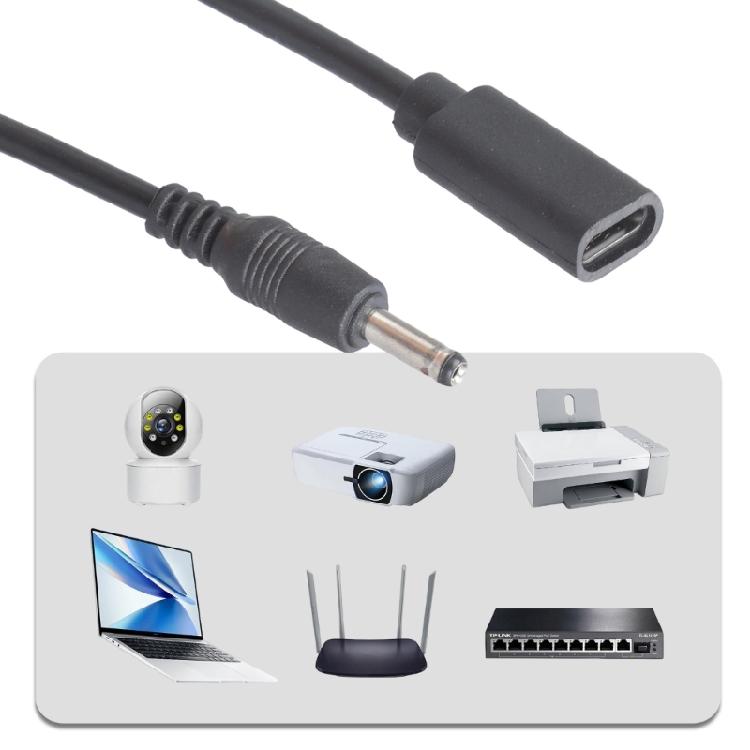 Адаптер-удлинитель питания Type C Female на 5.5x2.1mm Male, зарядный кабель с переключателем для камеры, светодиодного освещения