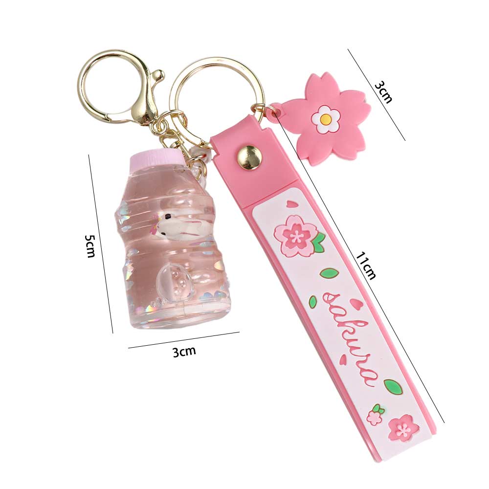 Drink Bottle Moving Liquid Rabbit Milk Tea Cup Keyring Liquid Keychain Key Ring Boba Keychain