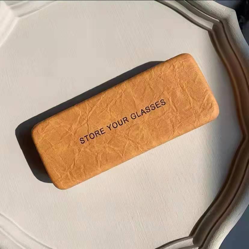 Винтажный кожаный чехол для очков для близорукости и солнцезащитных очков - прозрачный ПУ, портативный
