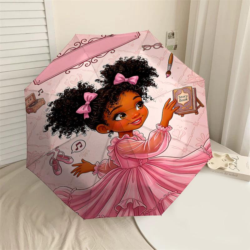 1PC Girl Storybook Umbrella-8-Rib Reinforced, Automatic Open, Lightweight & Durable, Fashion Accessory for Outdoor, J0400