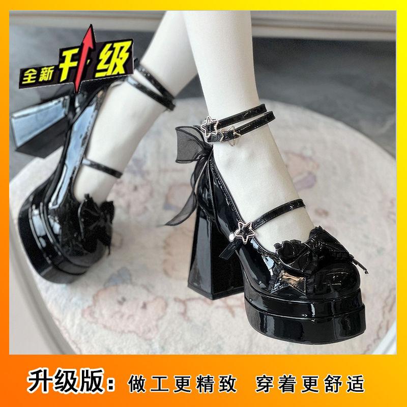 Милые туфли Лолиты с круглой головкой, симпатичная девушка 2024 года, японские туфли JKLolita на высоком каблуке, водонепроницаемые, стол Мэри Джейн