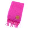 Excellent Scarf Anagram Leather Patch with Fringe Pink Mohair Women Used