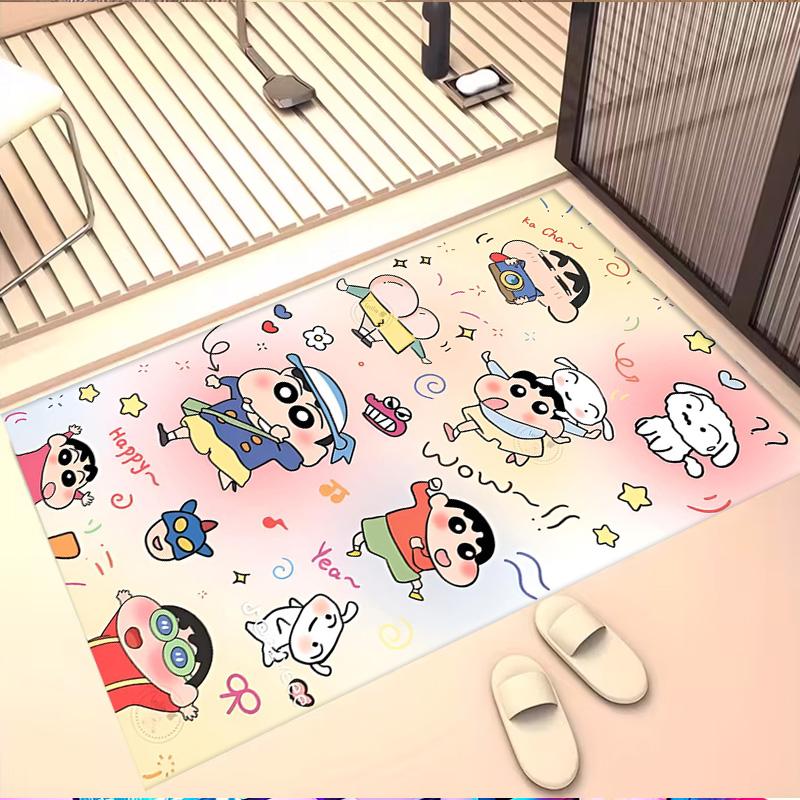 Crayon Shin Print Rug, Washable Floor Carpet, For Entryway Dorm Laundry Room Office Study, Home Decor Birthday Christmas Gift