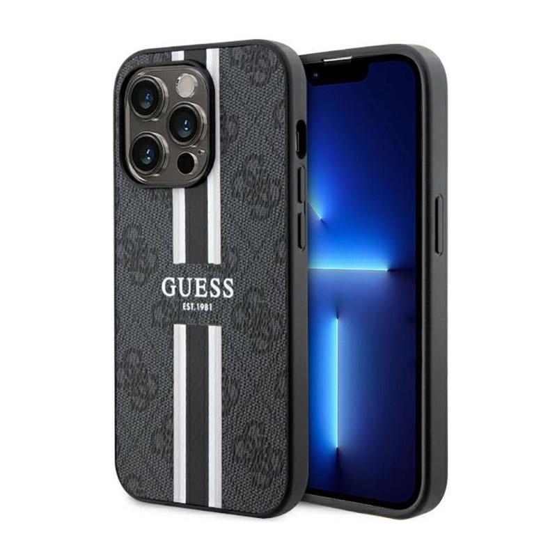 Guess 4G Printed Stripes Magsafe - Etui Iphone 14 Pro Max (Czarny)