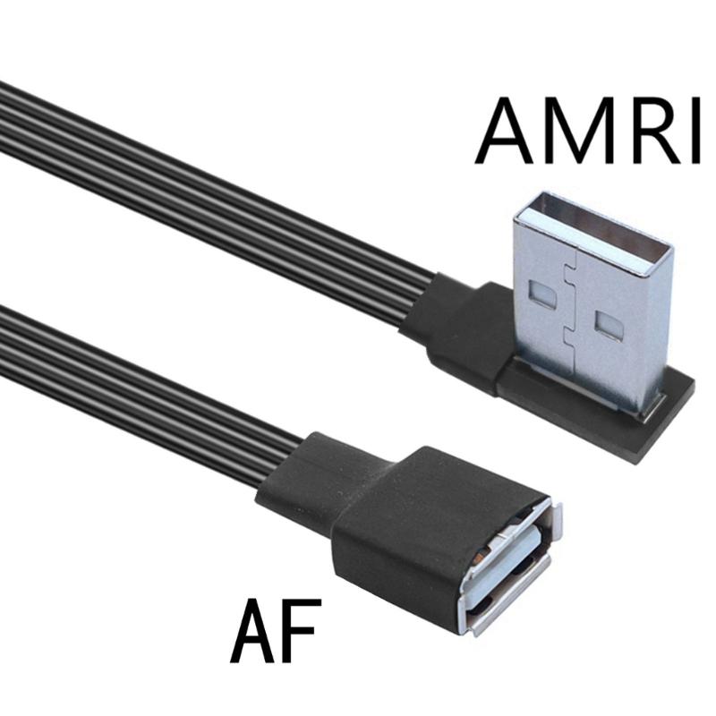 Прямая/90-градусная угловая USB 2.0 удлинительная кабель-удлинитель Male to Female, плоский кабель для мыши, клавиатуры, зарядки