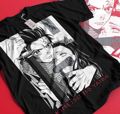 Танджиро и Незуко Камадо Клинок Рассекающий Демонов Kimetsu No Yaiba новая Унисекс Футболка 301