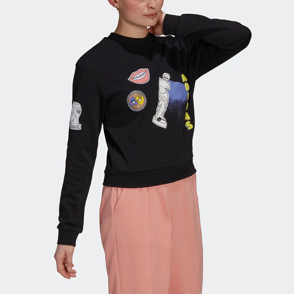 Adidas Originals Fakten Sweatshirt Sweatshirts Women's Black Crew Neck Moderate Other (Unisex) Sweatshirts GN4376
