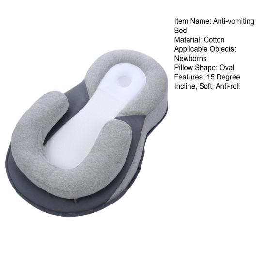 Anti Roll Newborn Baby Bed 15 Degree Incline Angle for Acid Reflux Vomiting Anti-vomiting Slope Pad Bassinet Wedge Baby Snuggle Bed