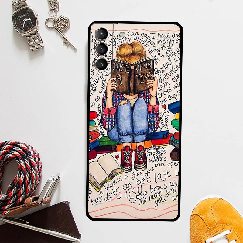 Иллюстрация 'Читать книги' Чехол для Samsung Galaxy S25 Ultra S20 S21 S22 S23 Plus S24 Ultra S9 S10 S25 FE Чехол Coque